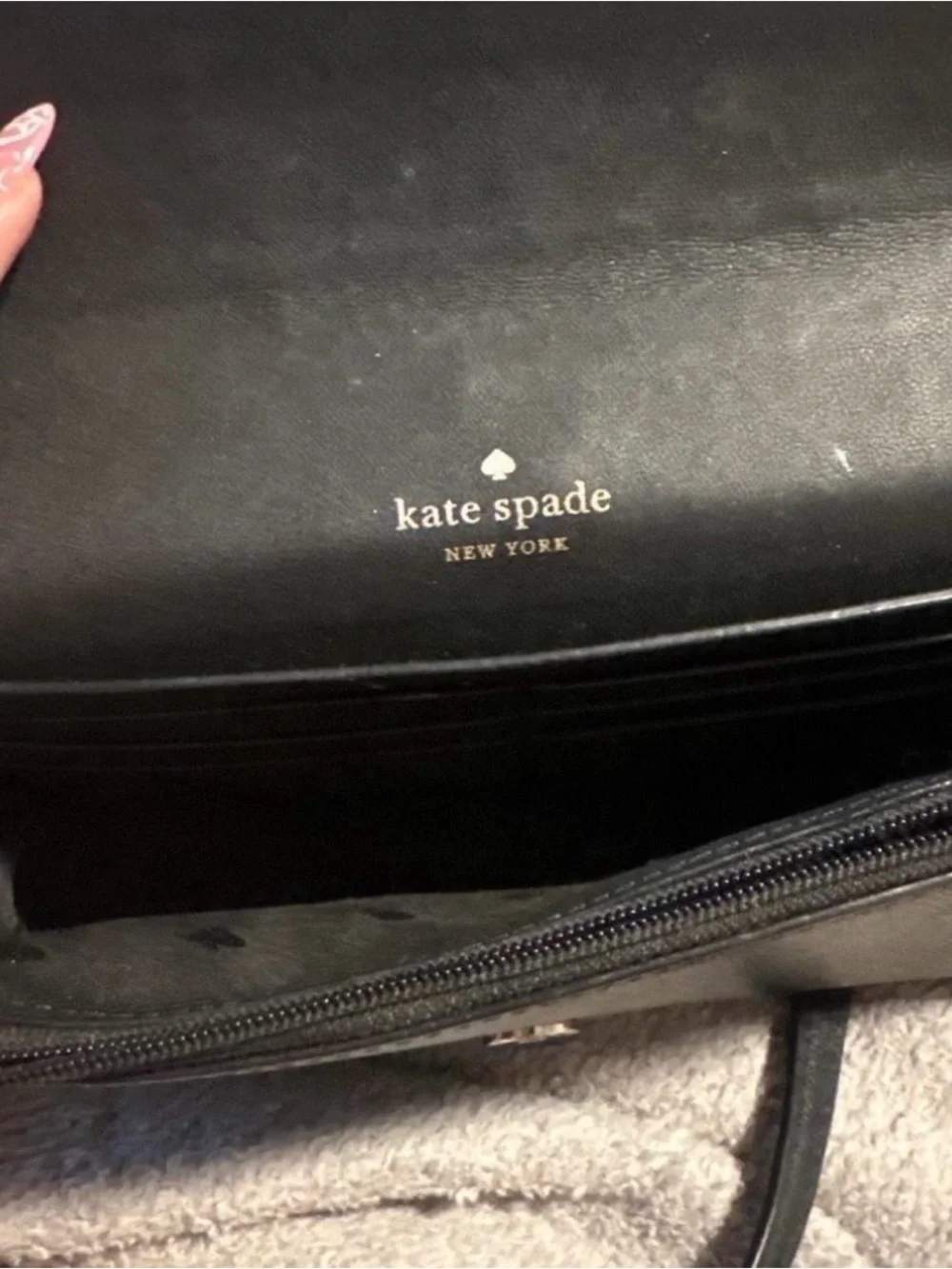 kate spade Black Saffiano Leather Crossbody Bag with Gold Logo